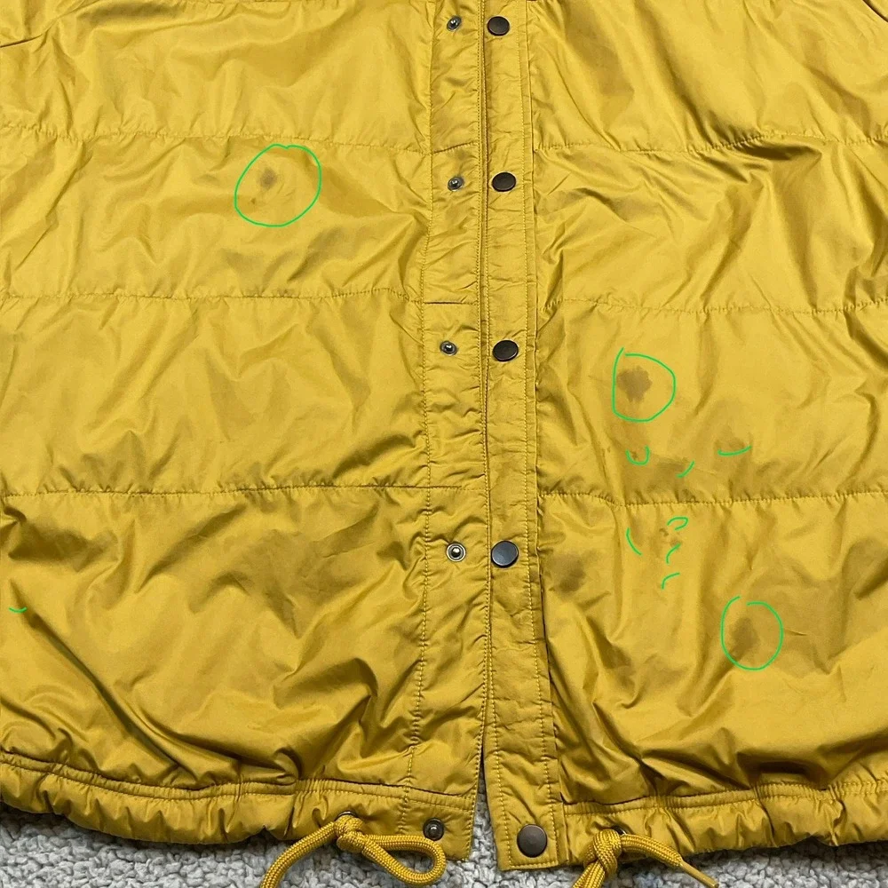 The North Face Flannel Jacket Mens XL Yellow Plaid Lined Snap Reve